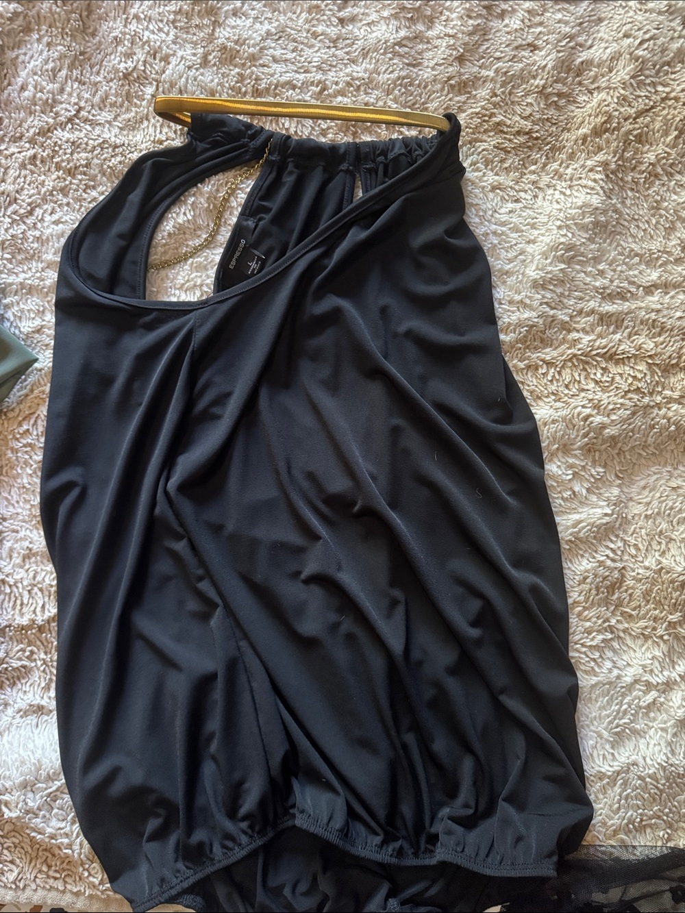 Sleeveless Black Draped Blouse with Asymmetric Neckline